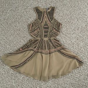 ASOS tan embellished mini dress